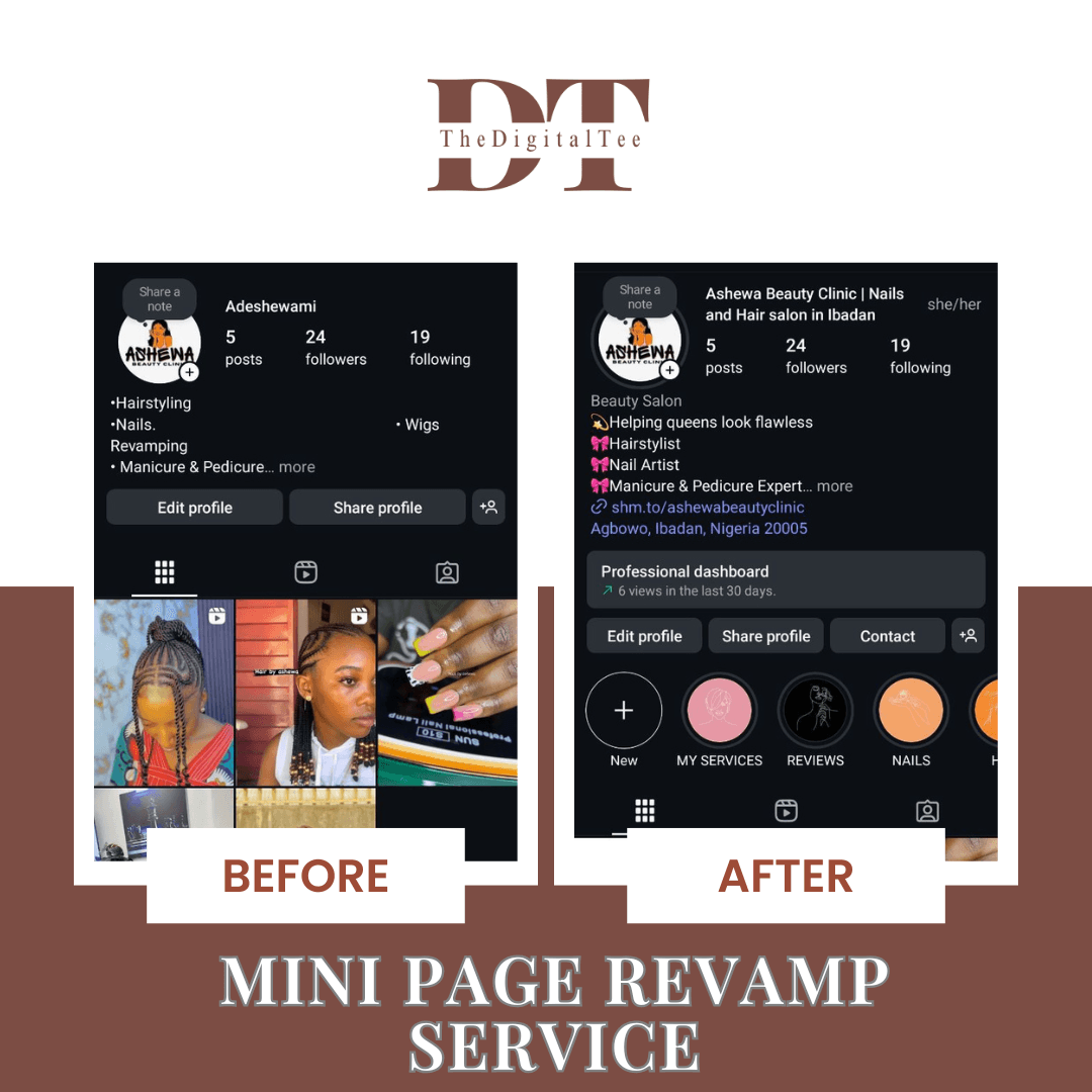 Ashewa Beauty Clinic — before and after page revamp by TheDigitalTee